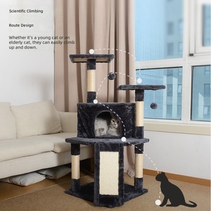 Arbre à <span class=keywords><strong>chat</strong></span> multi-niveaux avec poteau à gratter en corde de sisal de 3 mm et condo pour <span class=keywords><strong>chat</strong></span> en panneau de particules E1 pour grands chats, <span class=keywords><strong>empreinte</strong></span> compacte - Product Image 4