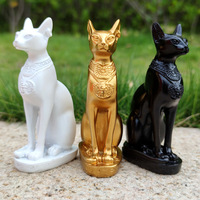 Hoyt vend la sculpture d'ornement réaliste en résine peinte à la main, représentant le dieu chat égyptien antique, Best ESB12 Pharaoh Gold Black