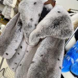 Allentato abbigliamento quotidiano da <span class=keywords><strong>donna</strong></span> bel panno di <span class=keywords><strong>pelliccia</strong></span> con <span class=keywords><strong>collo</strong></span> basso in vera <span class=keywords><strong>pelliccia</strong></span> con scollo a V - Product Image 4