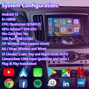 Lsailt 8 + 128GB Android Carplay multimedya Video arayüzü için 2008-2013 Infiniti G37X Infiniti Infiniti G37S G35x G25X Infiniti - Product Image 5