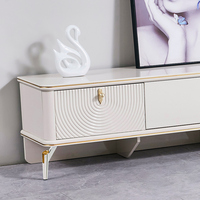 Ensemble Meuble TV et Table Basse Blancs Modernes et Simples, Grand Meuble de Rangement Carré en Bois de Luxe pour Salon