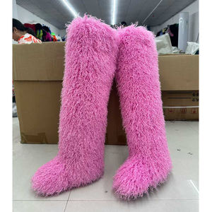 ירך מגפי נשים נשים חורף פרוותי faux faux faux פרווה ארוך נעליים חמות בנות מעצב חדש ברכיים מגפיים פרווה גבוהים פרווה - Product Image 4