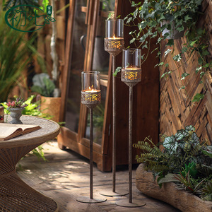 American Retro Windproof Floor Candlestick Iron Tapered Home Decoration Gift - Product Image 2