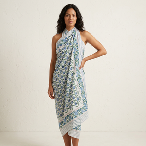 Paréo de plage 100% Coton imprimé à la main, Cache-maillot, Écharpe, Châle, Style Bohème, Vêtement de villégiature pour les vacances d'été - Product Image 1
