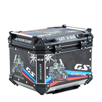 Boîte à bagages universelle pour moto 45L en acier inoxydable, style voyage mondial noir personnalisé, fournisseur OEM en gros