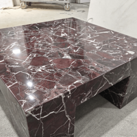 Tables basses modernes en marbre rouge Rosso Levanto, meubles de luxe pour hôtel, salon, ensemble de tables basses, socle bas