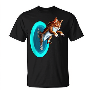 T-shirt Cat Emerging From Portal pour les amoureux des chats, taille adulte unisexe - Product Image 2