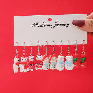 Boucles d'oreilles pendantes en résine de Noël, motif dessin animé, Père Noël, Bonhomme de neige, Renne, Bijoux cadeau de fête - Product Image 3