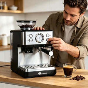 <span class=keywords><strong>Cafetera</strong></span> <span class=keywords><strong>Espresso</strong></span> Anbolife <span class=keywords><strong>de</strong></span> 20 Bares <span class=keywords><strong>con</strong></span> Molinillo <span class=keywords><strong>de</strong></span> Granos Integrado, Portafiltro <span class=keywords><strong>de</strong></span> 51 mm, <span class=keywords><strong>Cafetera</strong></span> Doméstica <span class=keywords><strong>con</strong></span> Espumador <span class=keywords><strong>de</strong></span> Leche, OEM ODM - Product Image 3