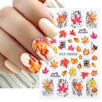 Autocollants pour ongles TSZS Automne/Hiver, motifs renard mignon, feuille d'érable, citrouille, champignon, autocollants adhésifs pour nail art, manucure DIY