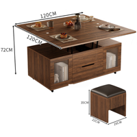 Table basse relevable 2-en-1 convertible de style Mid-Century pour petit salon, personnalisable OEM/ODM
