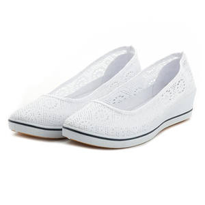 Venta al por mayor, barato, de China, de <span class=keywords><strong>cuña</strong></span> blanco de tela de lona casuales <span class=keywords><strong>zapatos</strong></span> de enfermera <span class=keywords><strong>zapatos</strong></span> de las mujeres - Product Image 2