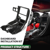 Kit de façade de tableau de bord pour autoradio double DIN compatible avec Chevrolet Corvette C5 1997-2004 10407815 Fibre de carbone noire