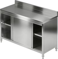 Table de travail commerciale en acier inoxydable 304 avec portes coulissantes pour cuisine de restaurant