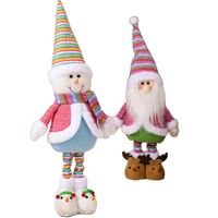 Entzückende Bunte Weihnachtsdekoration Ausziehbare Gnome & Einziehbare Schneemann-Puppen mit Gestreiften Beinen Weihnachtsmann-Figuren