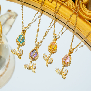 <span class=keywords><strong>Collana</strong></span> con Ciondolo a Tulipano in Rame Jeutelis per Donne, Charm <span class=keywords><strong>Personalizzabile</strong></span> a Forma di Fiore di Tulipano, Regalo Romantico - Product Image 1