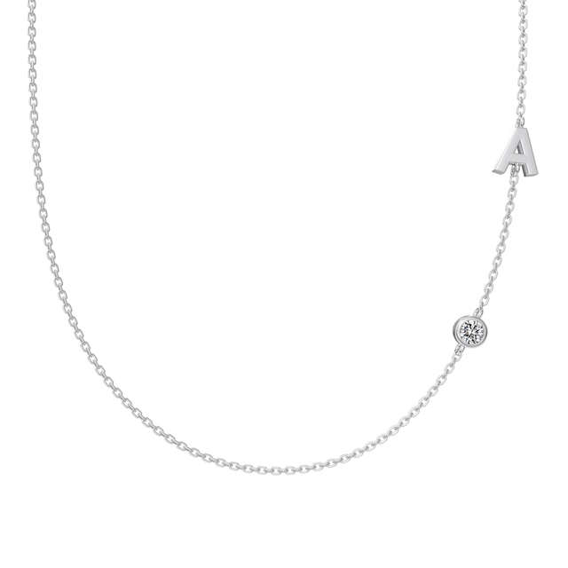 Dylam Simplicity Design Fashion Fine 14K Gold Rhodium Plated S925 Silver Link Chain 5A Cubic Zirconia 26 A-Z Alphabet Necklaces