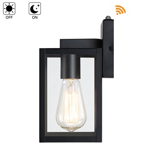 포토 센서 블랙 야외 랜턴 벽 조명 투명 유리 방수 농가 벽 마운트 램프 집 베란다 안뜰 차고 - Product Image 5