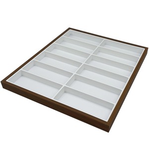 Tối óc chó Veneer gỗ 12 khe cắm Eyewear Kính mát kính Organizer hiển thị khay - Product Image 4