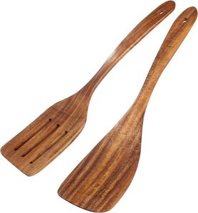 QIGNZHU Juego de Utensilios de Cocina de Madera de Acacia Sostenible, Espátula Premium, Ecológica y Duradera, Segura para Sartenes Antiadherentes - Product Image 1