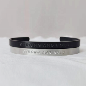Bracelet <span class=keywords><strong>Mantra</strong></span> personnalisé en or trempé US Euro, gravure inspirée des femmes et des hommes, manchette C, I <span class=keywords><strong>Am</strong></span> Collection - Product Image 3