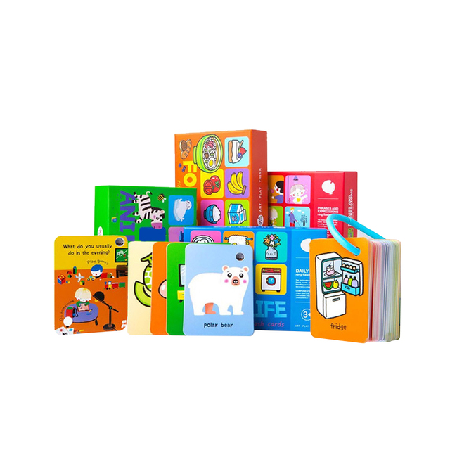 Children Learning Flash Cards with Ring Eco-friendly Cardboard & Art Paper Custom Colors & Printing