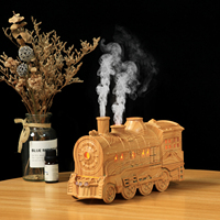 Diffuseur d'arômes vintage à effet bois, humidificateur ultrasonique à vapeur froide avec lumière d'ambiance à flamme simulée