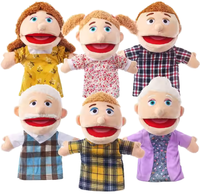 Marionnette à main pour la famille 2024, personnage d'ours en peluche, animal en peluche pour enfants, peut ouvrir la bouche, avec rembourrage en coton PP
