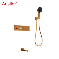 Système de douche thermostatique à main moderne en cuivre gris fusil avec 3 fonctions