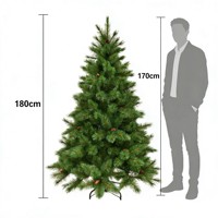 Sapin de Noël artificiel de 180 cm avec cônes de pin, PVC de qualité supérieure, aiguilles mélangées, 6 pieds, vert, pour décoration intérieure de Noël