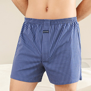 Herren Baumwoll-Strick-Boxershorts mit Hohem Bund, Übergröße, Sommer-Set, Locker Sitzend, Atmungsaktiv, mit Langem Pfeil-Design - Product Image 1