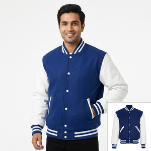 Chaquetas de Béisbol Varsity de Lana para Hombre Hechas a Medida, Estilo Urbano con Cuello Alto, Mangas de Cuero Impermeables y Capucha para Invierno - Product Image 1