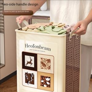 Panier de rangement pliable grande capacité pour vêtements sales, <span class=keywords><strong>style</strong></span> antique, à roulettes, pour balcon, salle de bain, salon, ou rangement de jouets - Product Image 1