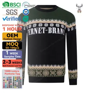 Nanteng Custom Logo Supply Cotton Fashion Long Sleeve Crew Neck Knitting Men Ugly Christmas Pullover Sweater