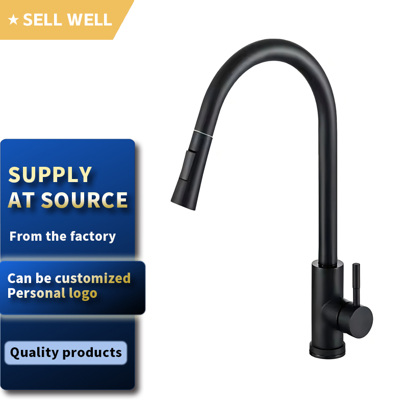 Modern Stainless Steel Kitchen Faucet Extension Pull Out Down Hot Cold ...