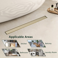 Drain de douche linéaire invisible en acier inoxydable doré brossé de 30 pouces pour salle de bain, avec insert pour carrelage - Vente en gros