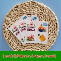 Autocollants de dessins animés pour enfants à l'occasion de Pâques avec des motifs de lapins, d'œufs et de poulets pour les cadeaux des enfants