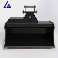 Godet hydraulique inclinable de 48 pouces de large, haute capacité, profil incurvé, bandes anti-usure remplaçables pour pelle rétrocaveuse