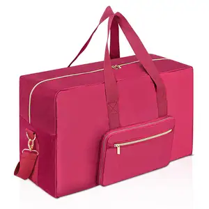 Gepäcktaschen mit individuellem Logo für Damen 420 D Polyester wasserdichte faltbare Seesack-Handtaschen mit Schulterband Crossbody-Reisetaschen
