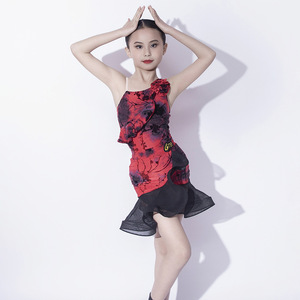 Traje de Baile Vintage para Niñas, Falda con Volantes y Rosas 3D, para Salsa Latina, <span class=keywords><strong>Jazz</strong></span>, Baile Contemporáneo, Competencia y Entrenamiento - Product Image 4