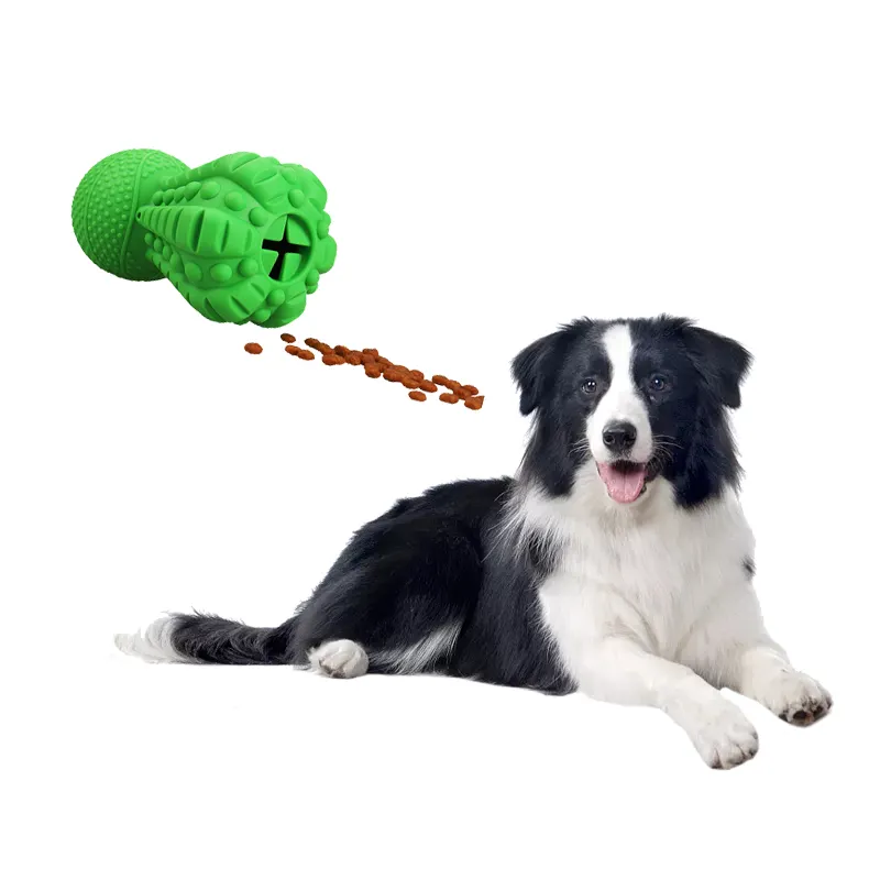 कस्टम प्राकृतिक रबर पालतू खिलौने रिसाव काटने-प्रतिरोधी कुत्ते के खिलौने के साथ खाद्य पकड़े