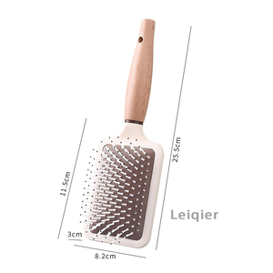 Custom logo Wooden Handle <b>Hair</b> <b>Brush</b> for <b>Curly</b> <b>Hair</b> Scalp Massage and Detangling Comb Soft Bristles for Women and Styling - Product Image 2