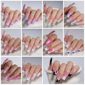 <span class=keywords><strong>Best</strong></span> Verkopende Custom Ontworpen Luxe Diamant Valse Nagels Full-Cover Medium Vierkant Handgemaakt 3d Bloem Strass Gel Franse Pers - Product Image 3