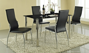 Malaysia 2026 Malaga Metal <b>Glass</b> Modern Non-Foldable Dining <b>Tables</b> <b>and</b> <b>Chairs</b> Set - Product Image 3