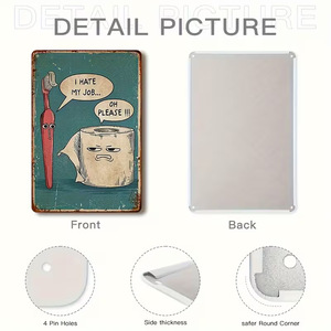 Divertente targa in metallo con citazione per il bagno, decorazione da parete vintage con la scritta "I Hate My Job" per il bagno di casa - Product Image 5