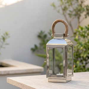 Wholesale Stainless Steel Classic Candle <b>Lanterns</b> with Wooden Handle for Home and Patio Decoration - Product Image 2