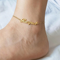 Chaîne de cheville personnalisée pour femme en acier inoxydable 316L plaqué or avec perle et lettre, idéale pour le dropshipping et comme cadeau