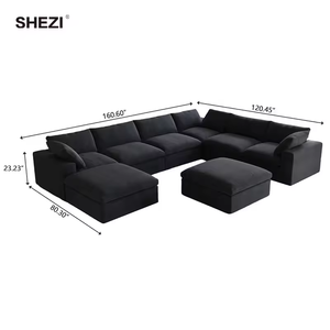 SHEZI - Juego de Sofás Modulares Cuadrados Acolchados Negros de Estilo Nórdico Wabi Sabi para Sala de Estar de Apartamento - Product Image 5