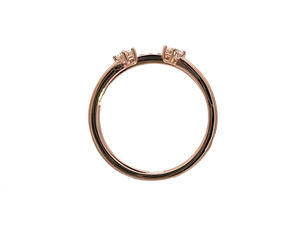 Anillo Abierto de Doble Banda con Dos Piedras y Pavé de Diamantes en Oro Rosa de 18K, Joyería Moderna Minimalista para Mujer - Product Image 3