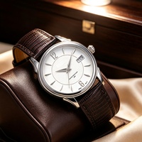 Élégante montre à quartz pour couple, boîtier en acier inoxydable, bracelet en cuir véritable, montre-bracelet pour amoureux, cadeau de la Saint-Valentin